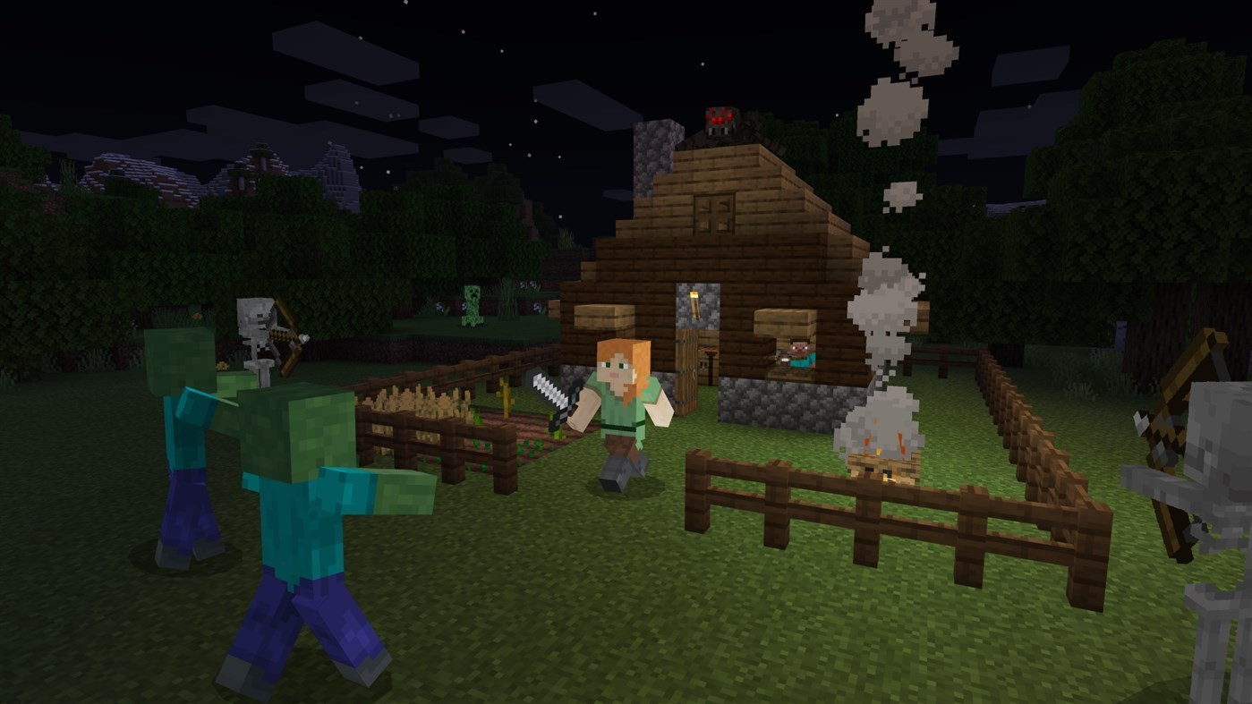 Persona de minecraft peleando con moustros